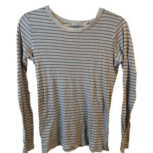 Vince Charcoal and Light Gray Striped Tee